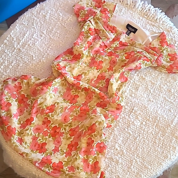 Vintage Floral Cowl Square Neck Midi Dress with Cap Sleeves - Picture 3 of 12